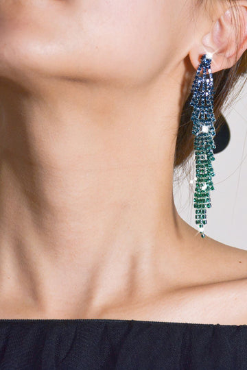 Dusk Gradient Farget Rhinestones Lange øredobber
